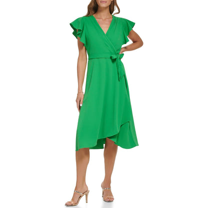 DKNY Vestido Envolvente sin Mangas con Logotipo para Mujer - Manzana Verde (Apple Green) - 6