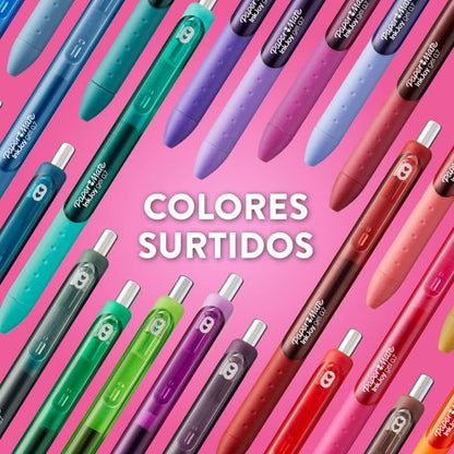 Paper Mate Plumas de Gel InkJoy, Punto Medio 0.7MM, Retráctil, Variados Colores, 6 Piezas, 2198010