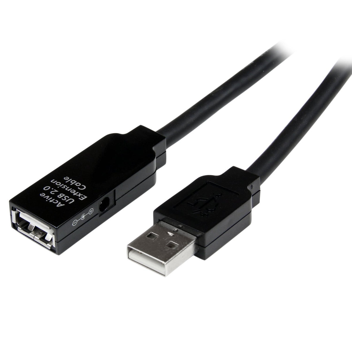 StarTech USB2AAEXT15M Cable de Extensión Alargador USB 2.0 Hi Speed Alta Velocidad Activo Amplificado, Macho a Hembra USB A, color Negro, 15 m/49.2 ft