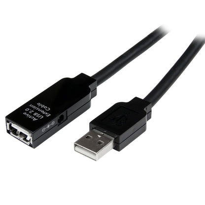 StarTech USB2AAEXT15M Cable de Extensión Alargador USB 2.0 Hi Speed Alta Velocidad Activo Amplificado, Macho a Hembra USB A, color Negro, 15 m/49.2 ft