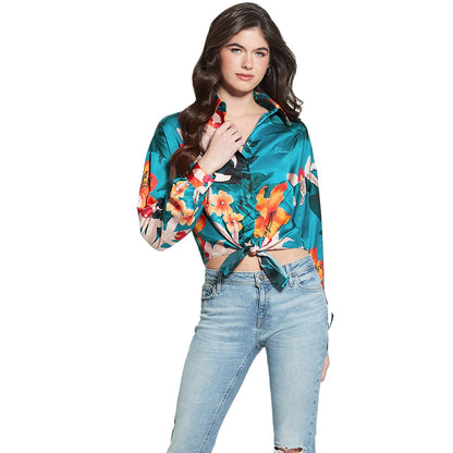 GUESS LS Bowed Jun Shirt, Multicolor