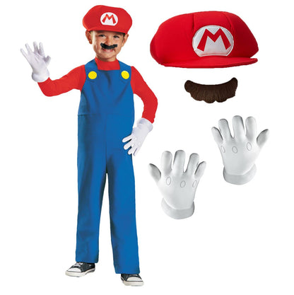 Disguise - Disfraz de Mario para niños pequeños de Super Mario Brothers de Nintendo, talla media/3T-4T