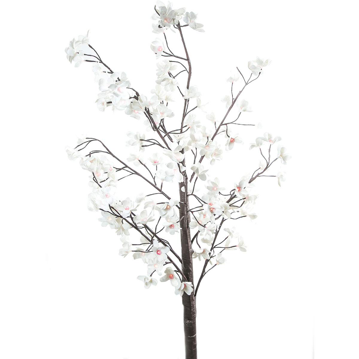 Running LW-0007 Figura Decorativa Iluminada Arbol, 80 Leds Flores, Blanco/Café