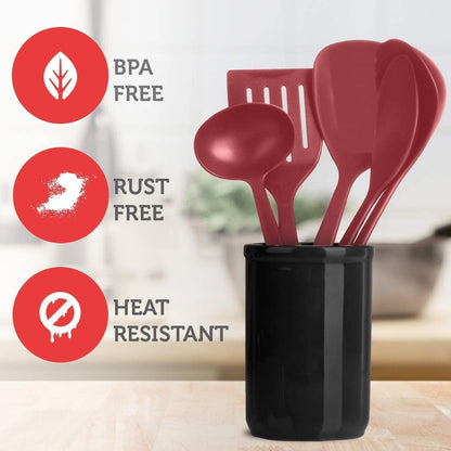 EATEX - Juego de utensilios de cocina, 24 piezas de nailon, juego de espátulas con asas de acero inoxidable, juego de utensilios de cocina resistentes al calor, herramientas y accesorios de cocina