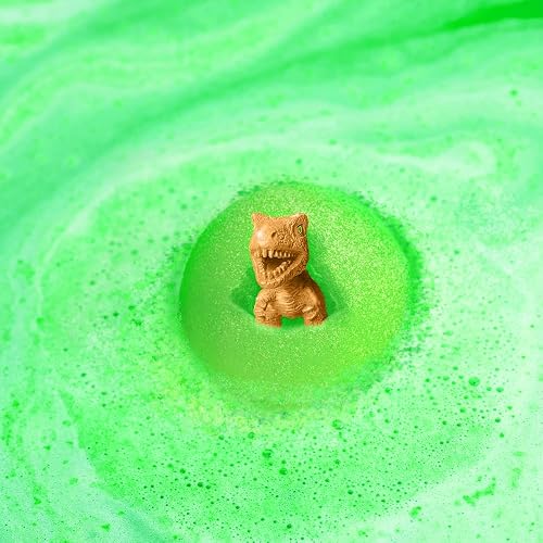 Bomba de Baño Sorpresa Dinosaurio Grande de Zimpli Kids, 6 Juguetes Sorpresa de Dinosaurio para coleccionar, Juguete Efervescente para Niños, Regalo para Rellenar el Calcetín