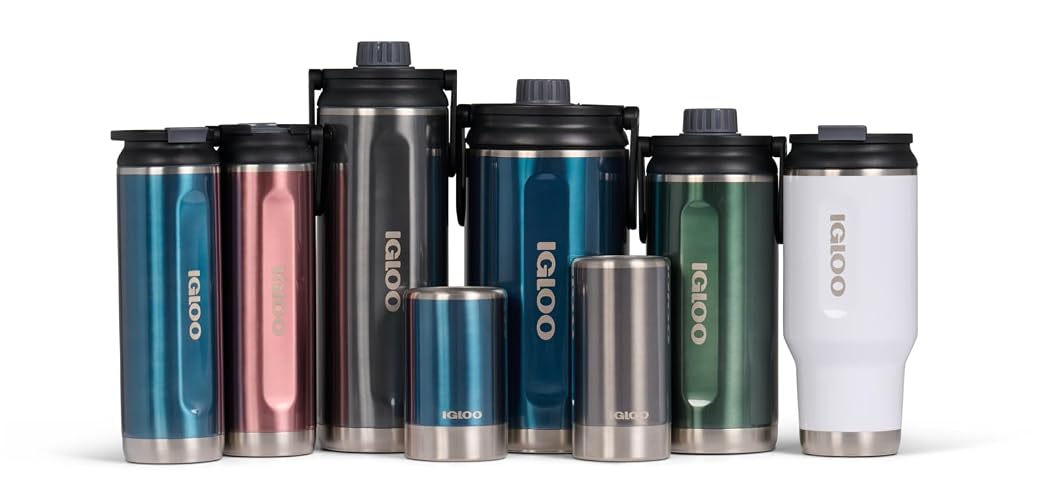 Igloo - Vaso de Acero Inoxidable de 946 ml, Flip 'n' Sip, carbonita