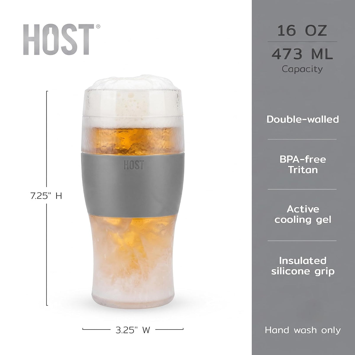 Host Freeze Cooling Beer Pint Glass for The Perfect Temperature Every Time, Clear, Set of 2