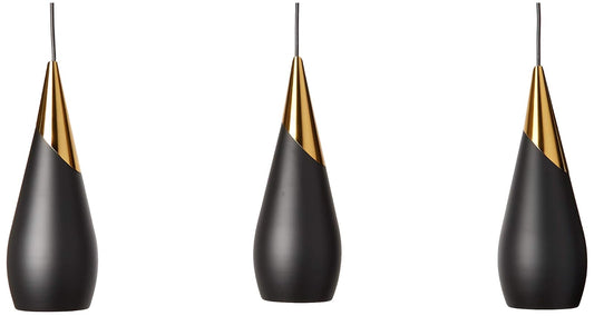 MAXXI MX-CL7014-N/DC/3 Candil de Acero Negro, Detalle en Dorado Cepillado, Triple en Riel