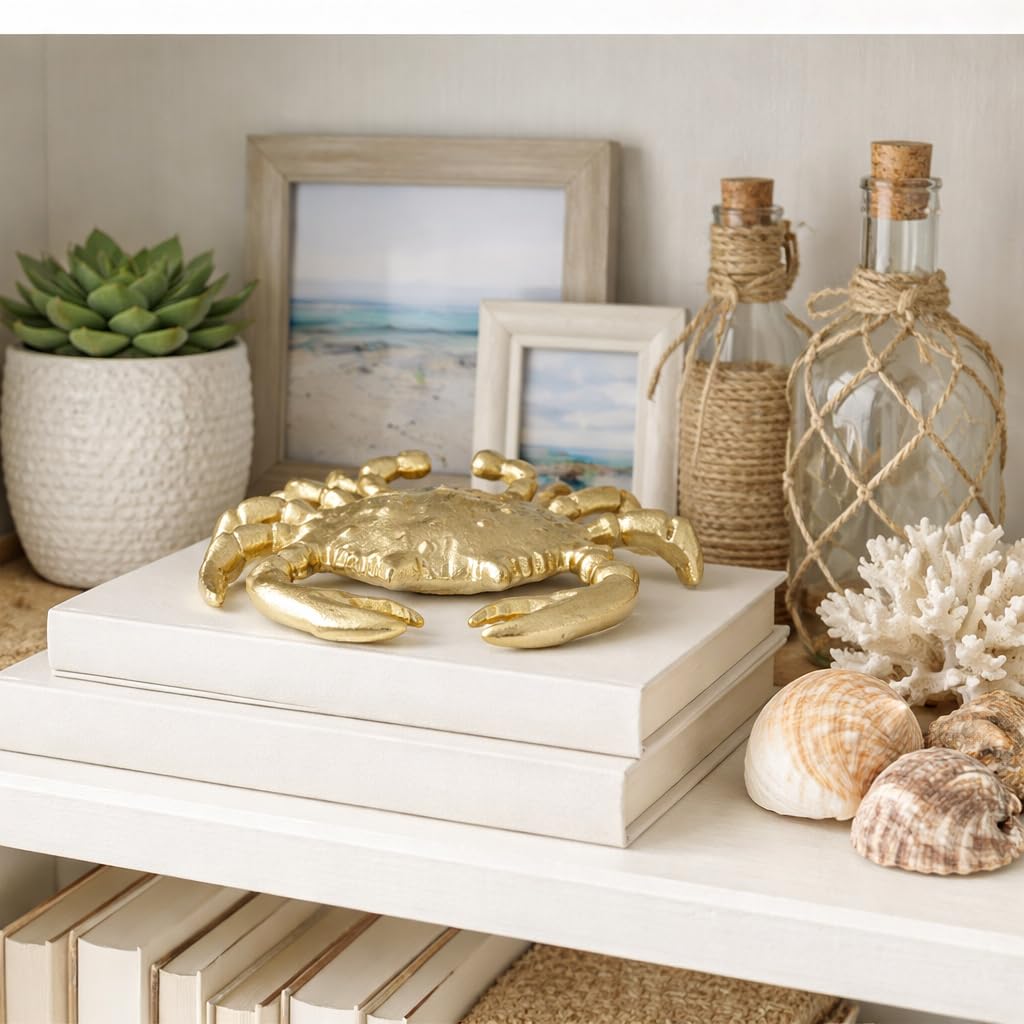 Sagebrook Home Metal, 9 Pulgadas, decoración de Cangrejo champaña, Novedad, Aluminio, contemporáneo, 7 Pulgadas de Largo x 6 Pulgadas de Ancho x 2 Pulgadas de Alto, Color sólido