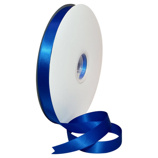 Morex Ribbon - Cinta de satén de doble cara de 5/8 pulgadas x 100 yardas, cinta azul eléctrica para envolver regalos, tarjetas de regalo de cumpleaños, vestido de satén para mujeres, cintas de seda