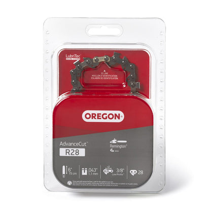 Oregon R28 AdvanceCut Cadena de Reemplazo 15 cm | 28 eslabones, paso 3/8", calibre 0.43", micro cincel, bajo retroceso