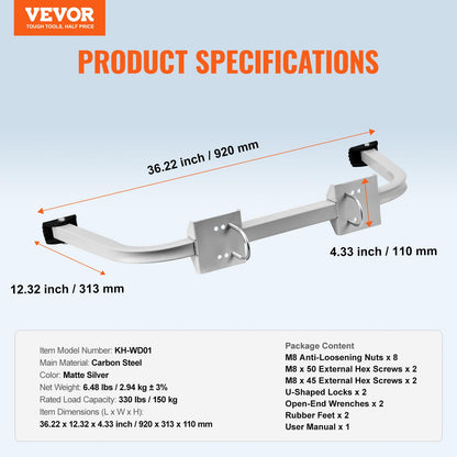 VEVOR Estabilizador de escalera, soporte de escalera, resistente para escalera, accesorios de escalera de pared, fácil de usar y amplia adaptabilidad y pies de goma antideslizantes, clasificación de