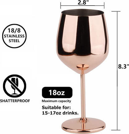 Arora 851012 - Juego de 2 copas de vino de acero inoxidable, 3.5 pulgadas de profundidad x 8.3 pulgadas de alto (851012)