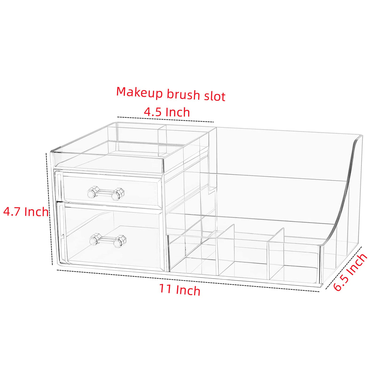 Cq Acrylic Organizador de Maquillaje Transparente 2 Cajones