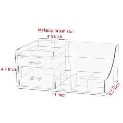 Cq Acrylic Organizador de Maquillaje Transparente 2 Cajones