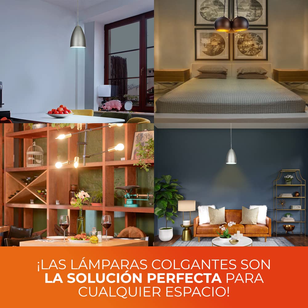Tecnolite Lámpara de Interior para Suspender, Base E27, Satinado