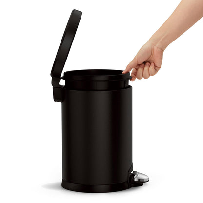 simplehuman Papelera para baño, 4,5 litros, Negro Mate