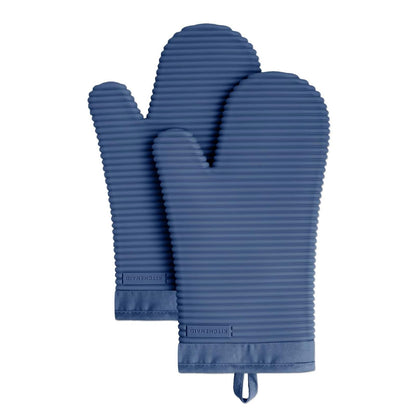KitchenAid - Juego de 2 Manoplas de Horno de Silicona Acanaladas - 7.5"x13" - Sauce azul