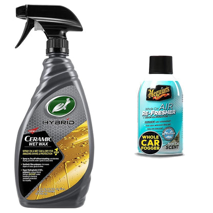 Turtle Wax 53410 Hybrid Solutions Cera húmeda de cerámica - 26 onzas líquidas + Meguiar's Oficial Air Re-Fresher Sistema Eliminador de Olores y Ambientador New Car G16402, 2 Ounce