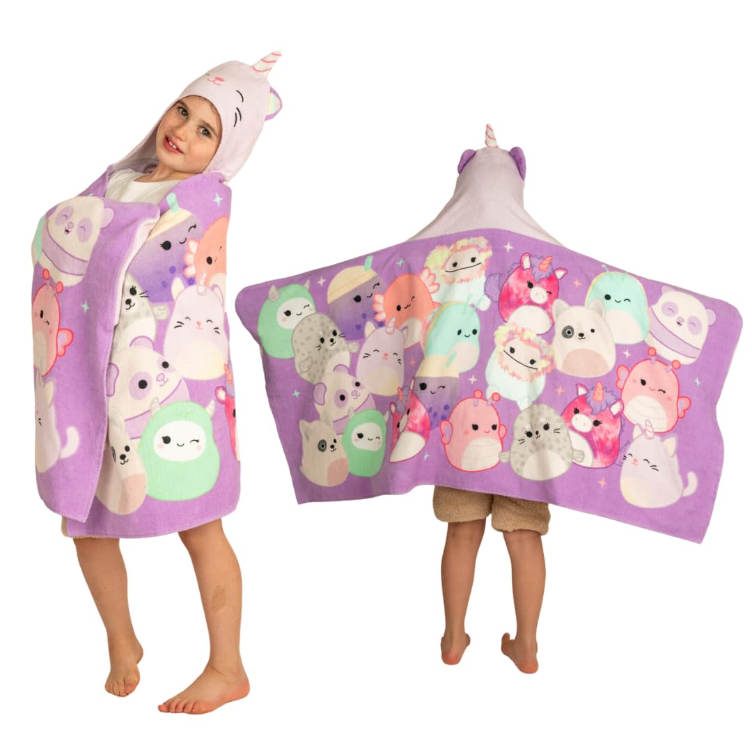 Franco Luck - Toalla de Toalla de Rizo de algodón Suave con Capucha, 24 x 50 Pulgadas, Kids - Squishmallows Cienna - 24 in x 50 in