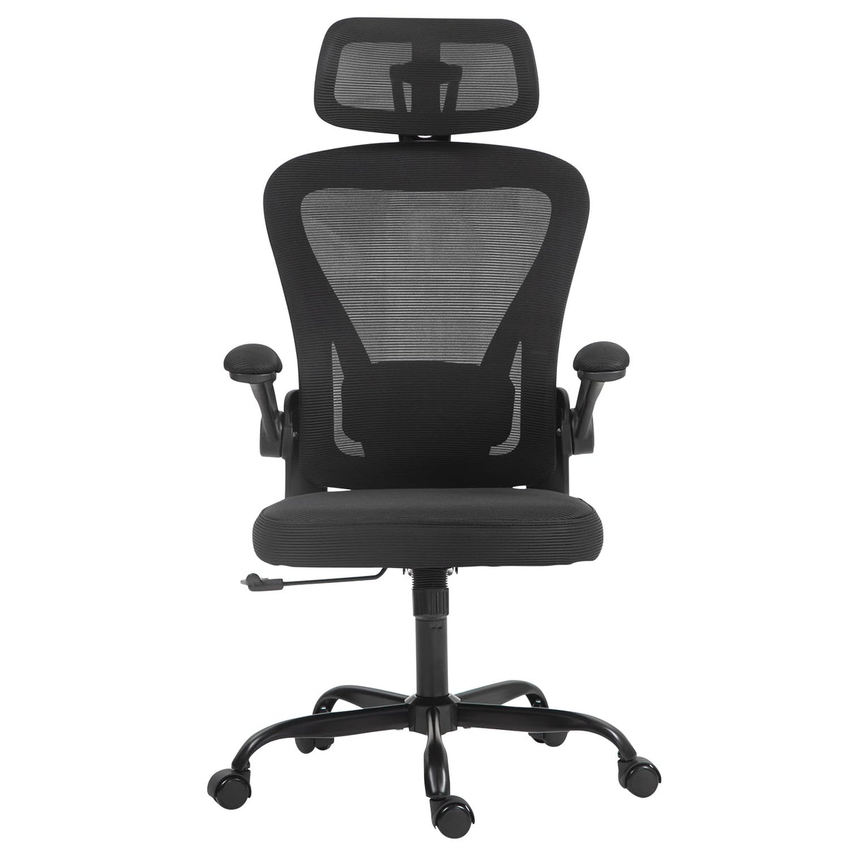 Cokos Silla de Oficina Ergonómica Giratoria Regulable con Reposabrazos Reposacabezas y Soporte Lumbar Apta para Oficinas y Salas de Estudio, Negro