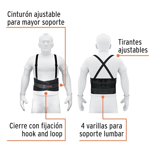 Truper FAJA-XLX, Faja con tirantes ajustables, tercer cinturón, extra grande