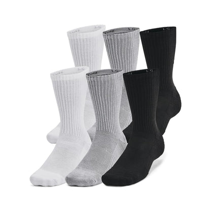 Under Armour Calcetines de Algodón para Entrenamiento, Paquete de 6 - CH - (035) Acero - Blanco - Negro