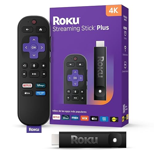 Roku® Streaming Stick™ Plus 2025 - Dispositivo de Streaming Roku 4K y HDR para TV con Control Remoto por Voz - TV en Vivo y Gratis