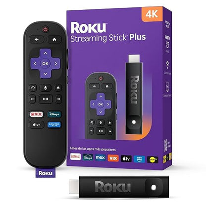 Roku® Streaming Stick™ Plus 2025 - Dispositivo de Streaming Roku 4K y HDR para TV con Control Remoto por Voz - TV en Vivo y Gratis