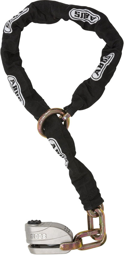 ABUS combinación de cerradura y cadena Granit Detecto XPlus™ 8008/12KS120 - Candado de moto con función de alarma - ABUS nivel de seguridad 20, negro