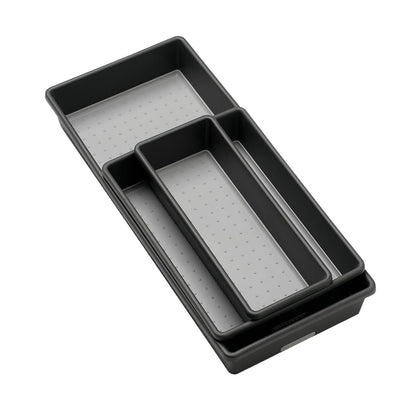 Madesmart Classic Bandejas Almacenamiento 3 Piezas | Granito, forro agarre suave, patas goma antideslizantes, sin BPA, duradero - Granite