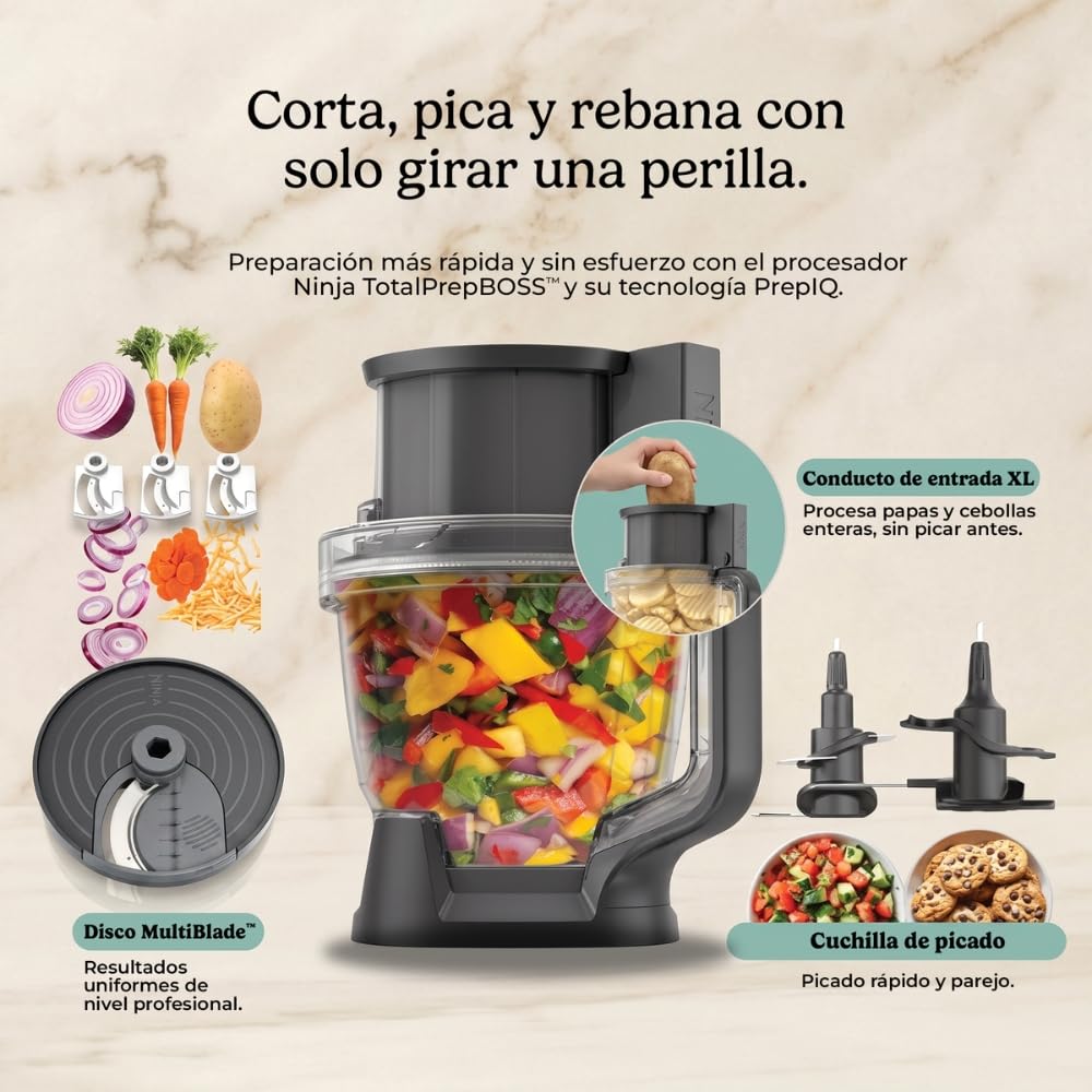 Ninja CrushBOSS Licuadora y Procesador 3 en 1 1850W y 2.1L LB401LAABK | Licuadora 2.1L + Procesador de Alimentos + Vaso Personal | 1850W Tritura Hielo SmoothSense Detecta y Ajusta | Vaso 780ml
