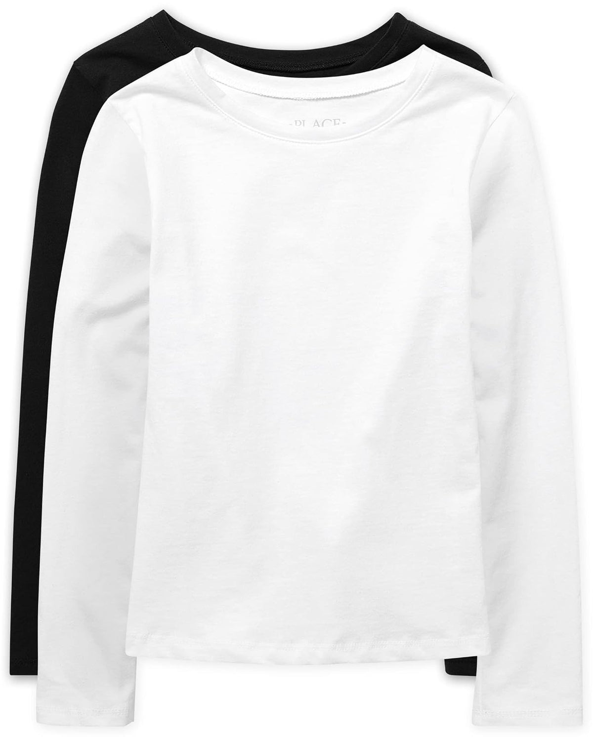 The Children's Place playeras básicas para niña, paquete de 2 - Negro - Blanco 2-pack - M