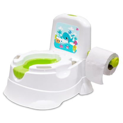 PRINSEL | Nica Entrenadora | Bañito Entrenador para Bebé | Trend - Unisex | Blanco/Azul | De 18 a 36 Meses, Con Portarollo | Artículos para Bebés