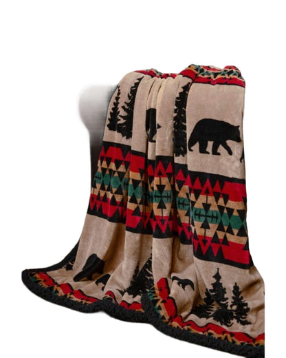 Carstens - Manta de Forro Polar Sherpa, Lake House, 54 x 68 Pulgadas - Bear Trails Black