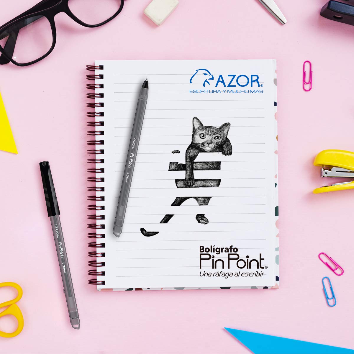 Azor Bolígrafo Punto Fino .7mm 36 Piezas PinPoint Colores Negro(18pz), Azul(12pz) y Rojo(6pz) 301.6810BCS