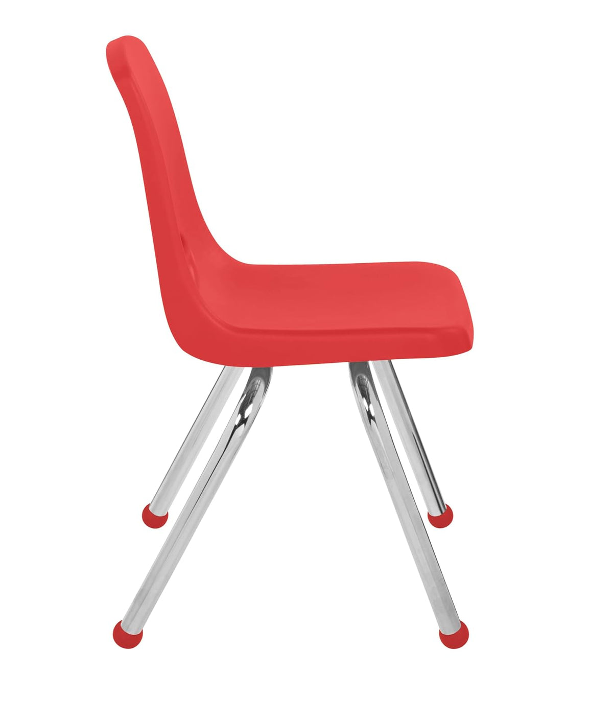 Factory Direct Partners FDP 14 Pulgadas, Asiento apilable para Estudiantes con Patas de Acero Chapado en Cromo y deslizamientos de Bola; para Aprendizaje en casa o Aula, Rojo (Paquete de 6), 10363-RD