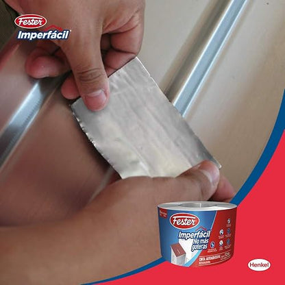Fester Imperfácil Cinta Impermeable Para Tapar Goteras, Ideal para Techos de Concreto, Tejas, Domos, Láminas de Fibrocemento, Entre Otros, Fácil de Aplicar, Blister de 10 Metro