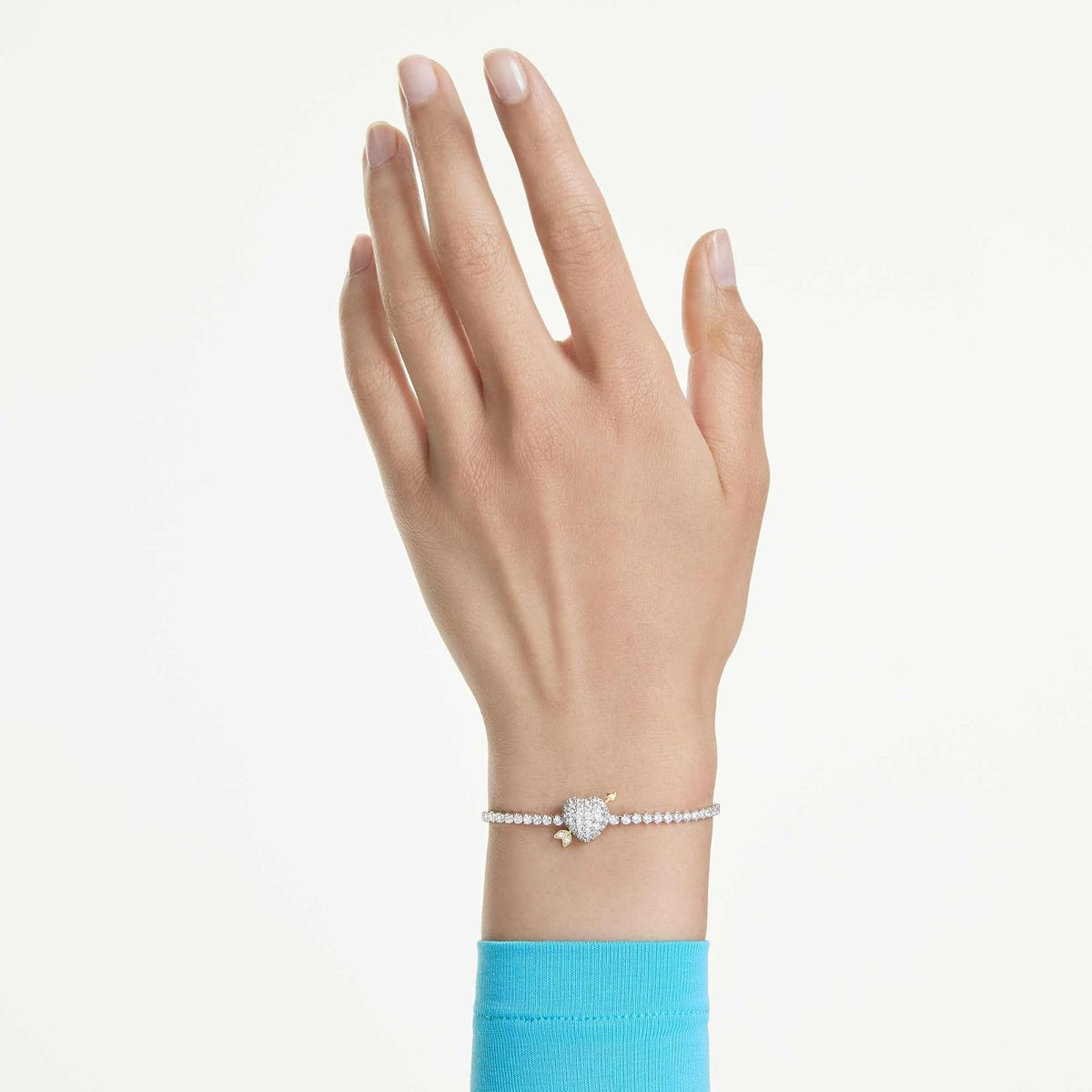 Pulsera Swarovski Idyllia, Corazón con flecha, Blanco, Baño de Rodio