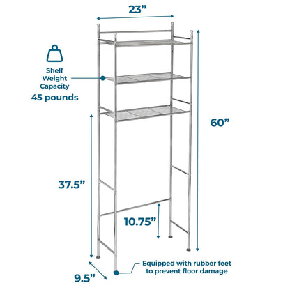 Honey-Can-Do BTH-05079 - Estante de Metal de 3 Niveles para Ahorrar Espacio, 9.45 x 22.83 x 59.84 Pulgadas, Chapado en Cromo