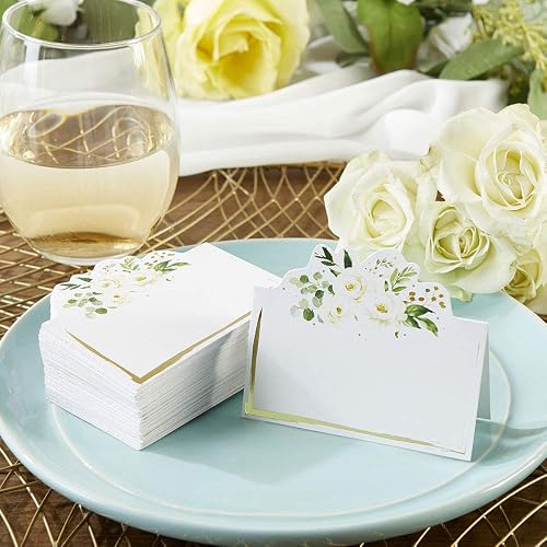 Kate Aspen - Decoración de fiesta verde salvia, tarjetas de tienda de campaña floral de eucalipto (juego de 50), perfectas para baby shower y despedidas de novia