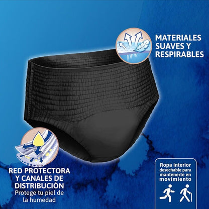 TENA Pants Discret Negro Talla M, Ropa interior desechable, 13 piezas