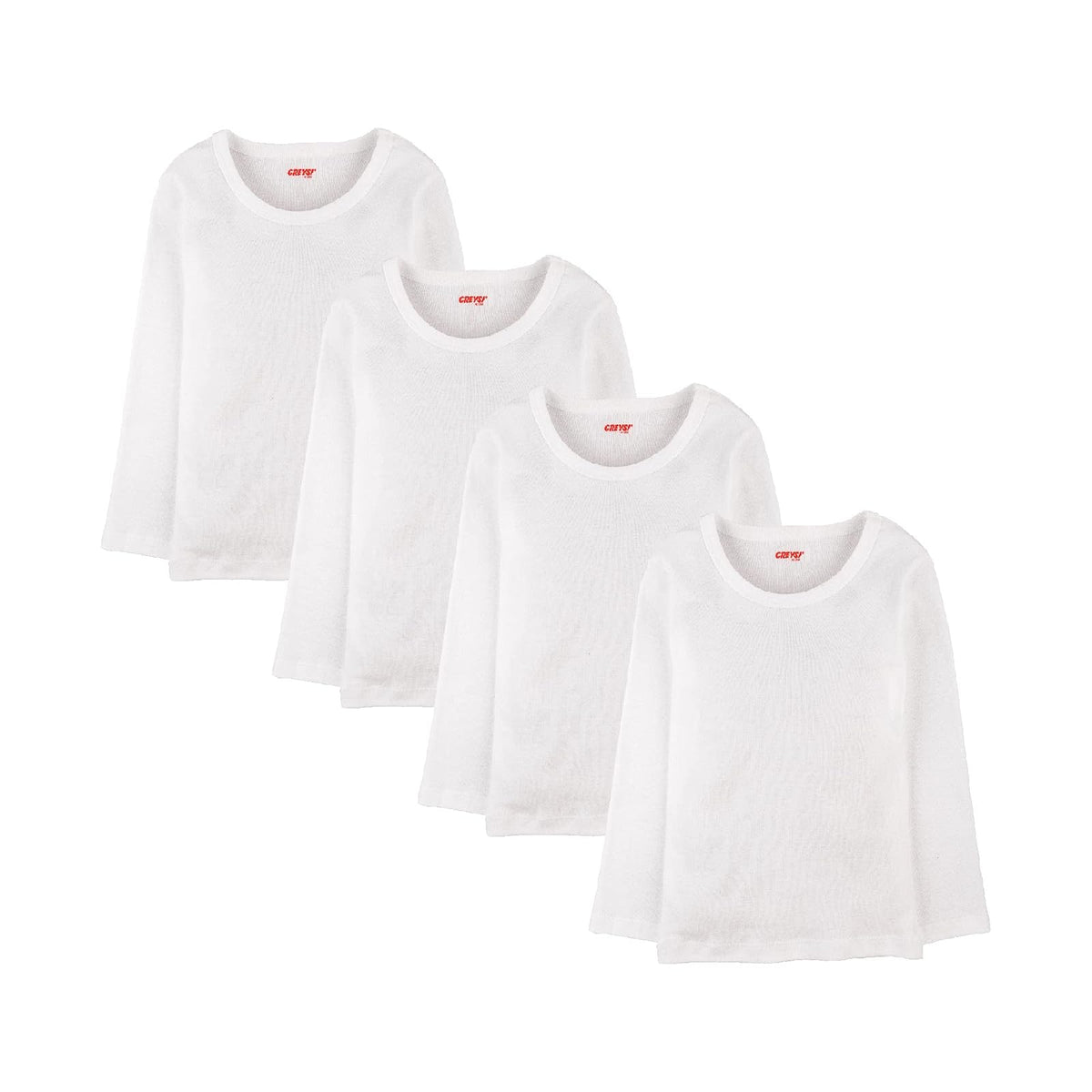 Baby Creysi Playera Manga Larga para Niño Paquete de 4 Algodón Hipoalergénico Blanco