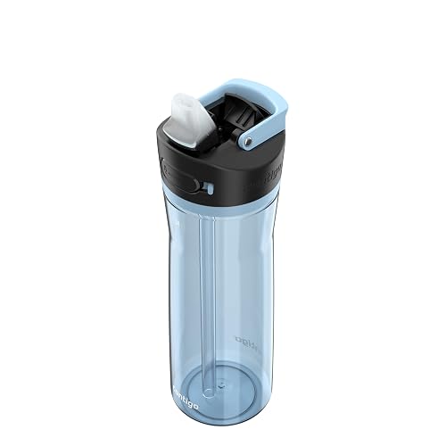 Contigo Botella de Agua Plástico Libre de BPA 710 ML Glaciar con Popote Ashland 2.0 Antiderrames Seguro para Viajar