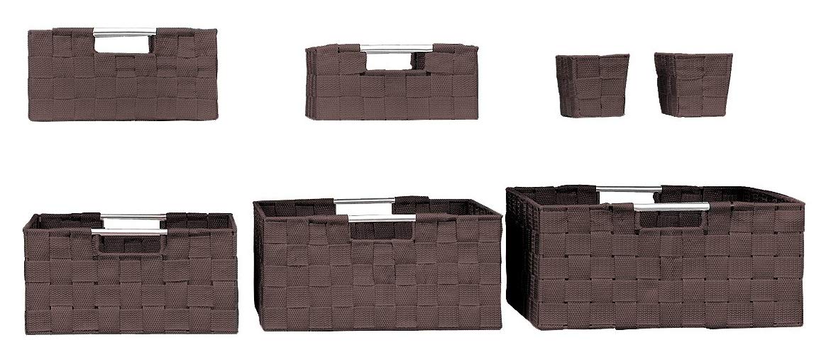 Sorbus Storage Baskets for Organizing (Set of 7), Mesh Hand-Woven Design, Linen Closet Organizers and Storage, Organizer Storage Baskets for Shelves, Variety Pack Organizers and Storage (Chocolate)