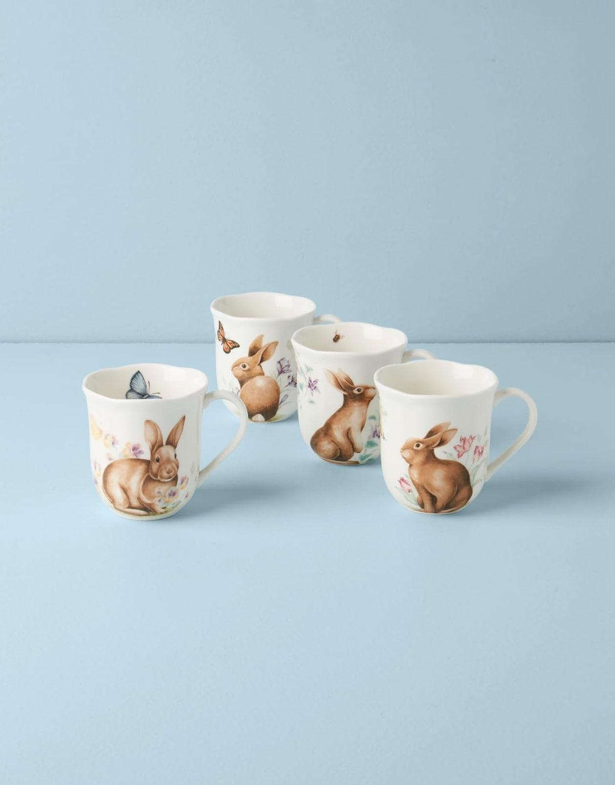 Lenox 894154 - Juego de 4 tazas de conejito de mariposas