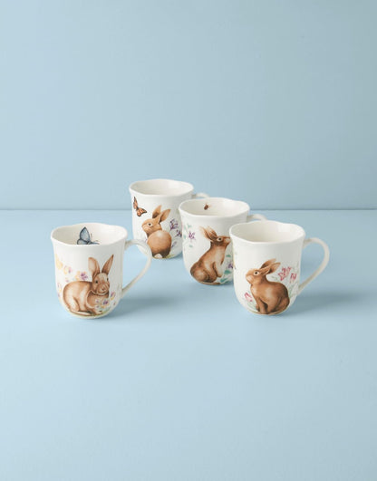 Lenox 894154 - Juego de 4 tazas de conejito de mariposas