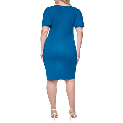 DKNY Vestido de Cuello con Joya de crepé Vestido de cóctel para Mujer