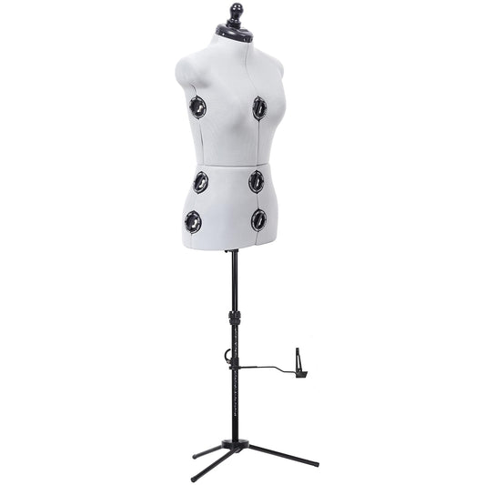 Dritz - Vestido ajustable de doble ajuste, talla S, tallas 4-10, maniquí de costura femenino con torso corporal pinnable, 13 esferas para un ajuste preciso y guía de dobladillo 360