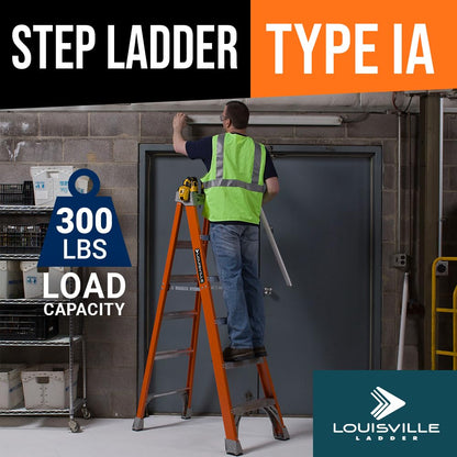 Louisville Ladder Resistente escalera de fibra de vidrio, capacidad de 136.08 kg, 1.21m (4ft), Anaranjado